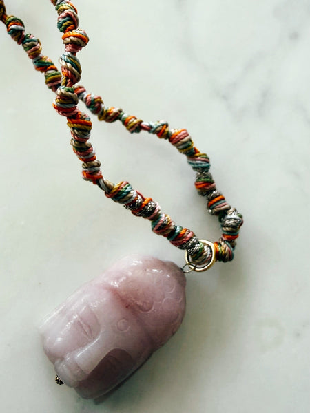 Bodhi rose agate Buddha necklace by Carmen Salvador — view 3