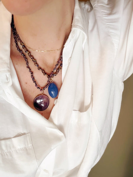 Cobalt blue stone pendant necklace by Carmen Salvador — view 3