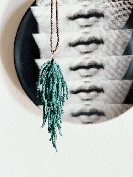 Pyrite and Turquoise Tassel Necklace