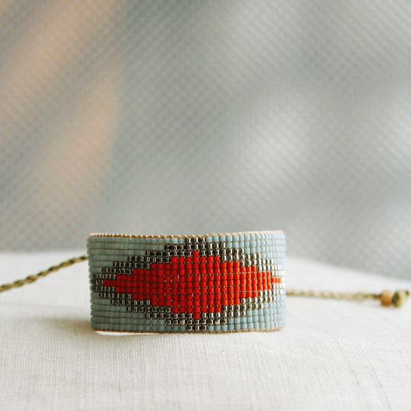 CELESTE bracelet Carmen Salvador handmade celeste and red beaded bracelet1