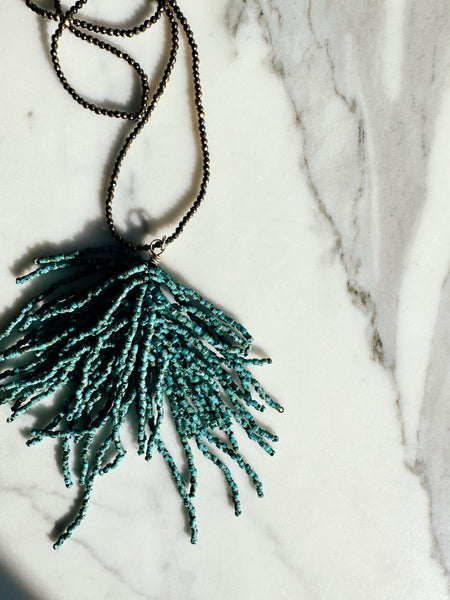 Pyrite and Turquoise Tassel Necklace